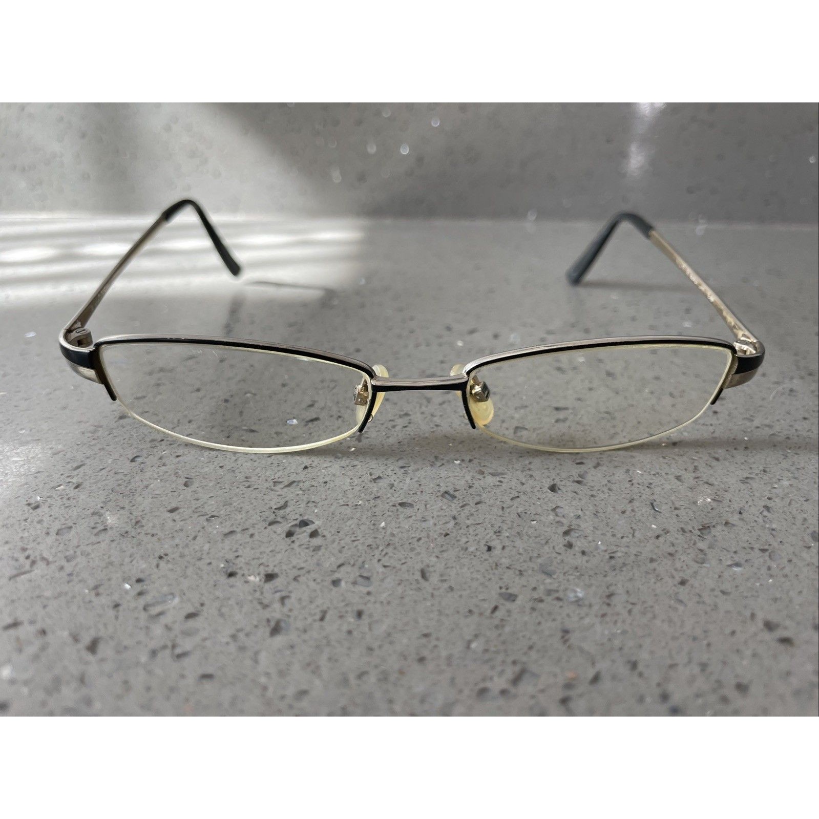 Tura Eyeglasses Frames Only Paloma Black Chrome Half Rim 50-17-135